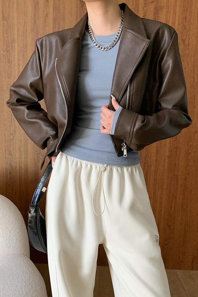 Onbely Perfecto femme en simili cuir court avec poches et fermeture éclair