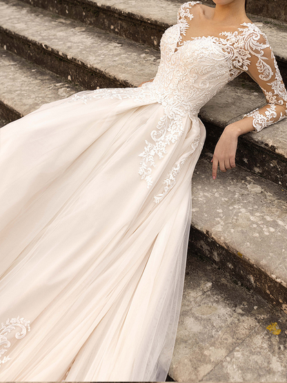 Onbely robe de mariée maxi longue dentelle appliques pearl dos nu bohème