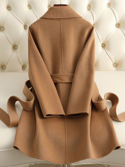 Onbely manteau en laine avec ceinture col revers femme élégant noël