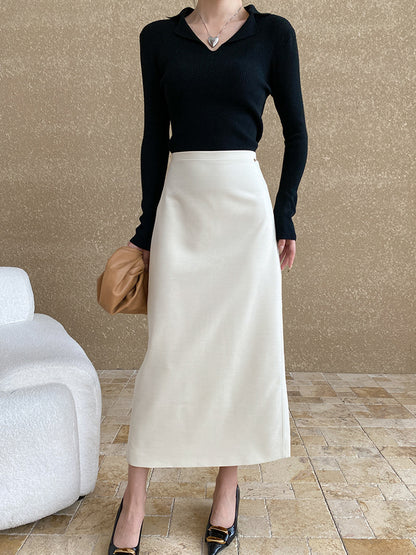 Onbely pull en maille moulante polo pour femme