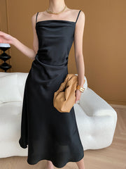 Onbely Long Evening Dress Satin with Thin Straps Elegant