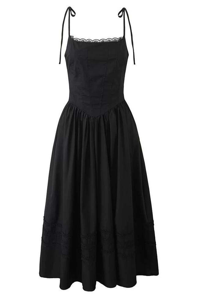 Onbely Robe Midi trapèze Dentelle à fines brides Cocktail