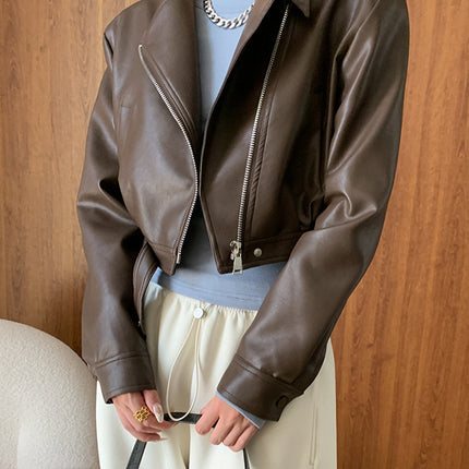 Onbely Perfecto femme en simili cuir court avec poches et fermeture éclair