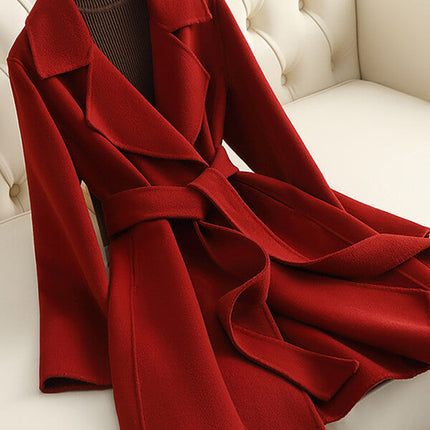 Onbely manteau en laine avec ceinture col revers femme élégant noël