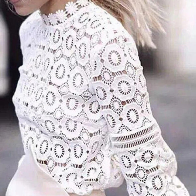 Onbely chemisier en dentelle découpes transparent mode femme top