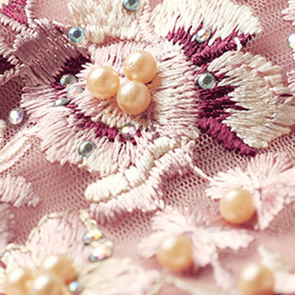 Onbely robe maxi longue de soirée brodée élégant rose - onbely