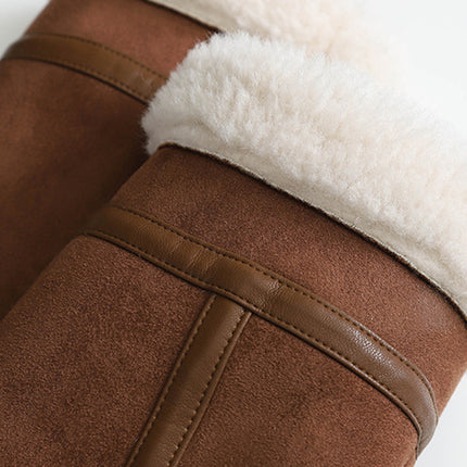 Onbely manteau aviateur en suedine laine pour femme hiver