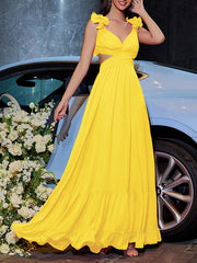 Onbely Long Chiffon Backless Evening Maxi Dress for Prom or Wedding