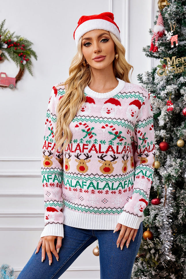 Pull de Noël à col rond, manches longues