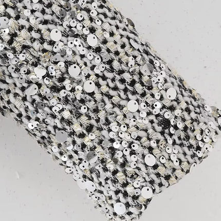 Onbely veste en tweed brillante paillette col rond femme Argent