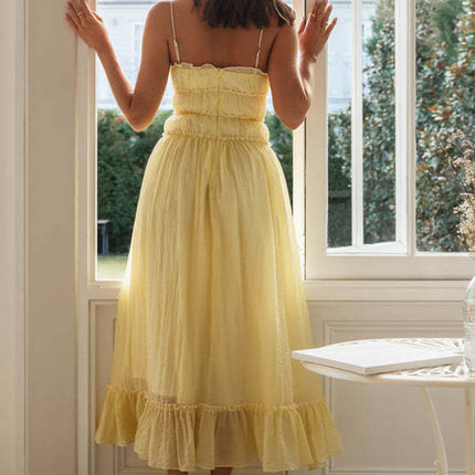 Onbely robe de soirée longue à fines brides avec liseré contrastant pour bal de promo et vacances