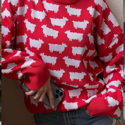 Onbely pull tissu tricoté col rond manches longues mode décontracté tous les jours bureau