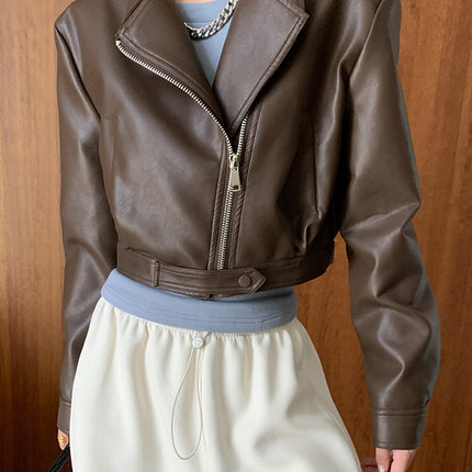 Onbely Perfecto femme en simili cuir court avec poches et fermeture éclair