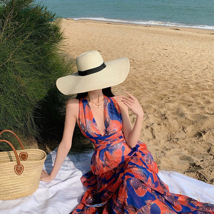 Onbely robe maxi longue licou froufrou dos nu orange