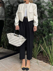 Onbely veste femme élégant décontracté mode casual boutonnage col montant manches longues