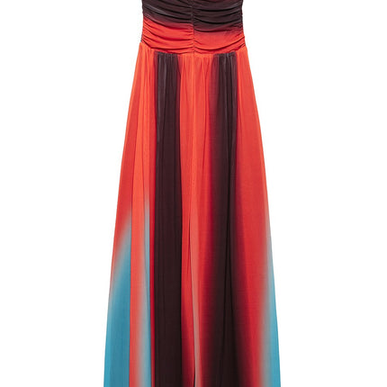 Onbely robe longue trapèze imprimé à fleurie plissé bustier col bateau mode tous les jours vacances boho dress