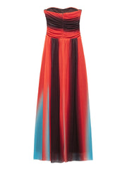Onbely robe longue trapèze imprimé à fleurie plissé bustier col bateau mode tous les jours vacances