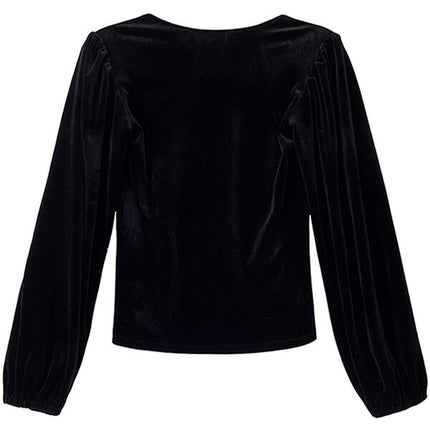 Onbely hauts noir velours col carré pour femme - onbely