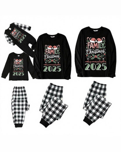 MEMORIES - Pyjamas de Noël familiaux à carreaux noirs et blancs