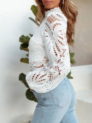 Onbely hauts courte broderie anglaise avec fermeture éclair col cheminée élégant femme