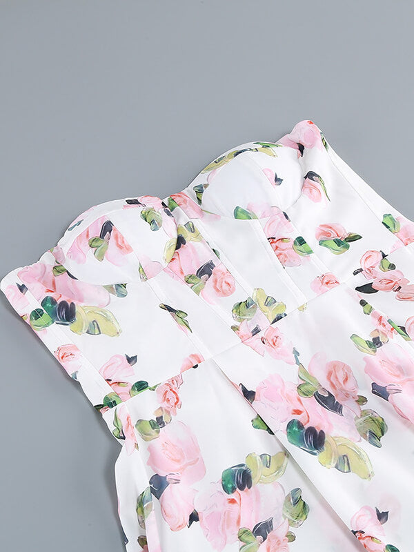 Onbely robe maxi longue imprimé à fleurie bustier fendu le côté - onbely