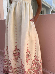 Onbely robe longue lâche fleurie à fines brides vacances