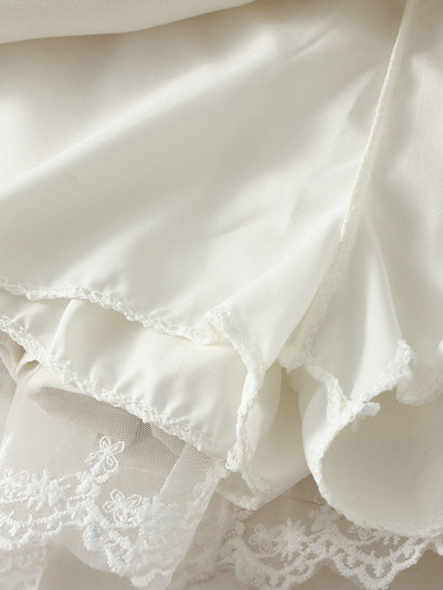 Onbely Jupe à gâteau courte en dentelle avec nœud papillon pour femme