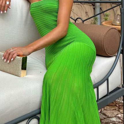 Onbely robe longue moulante bustier col bateau mode vacances vert