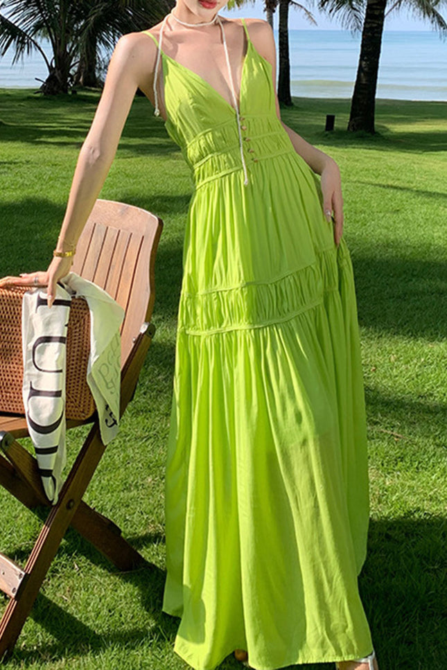 Onbely robe de soirée maxi longue de plage à fines brides vertes pour un mariage femme cérémonie