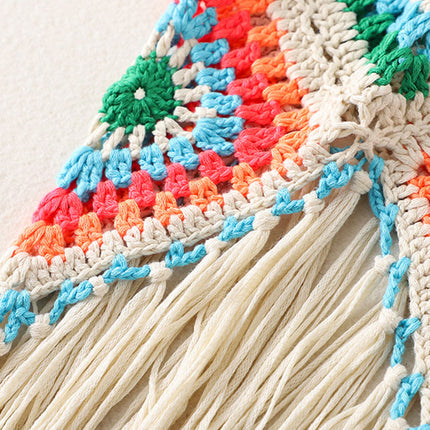 Onbely Débardeur Bohème en Crochet avec Franges Décoratives pour Vacances et Plage boho dress