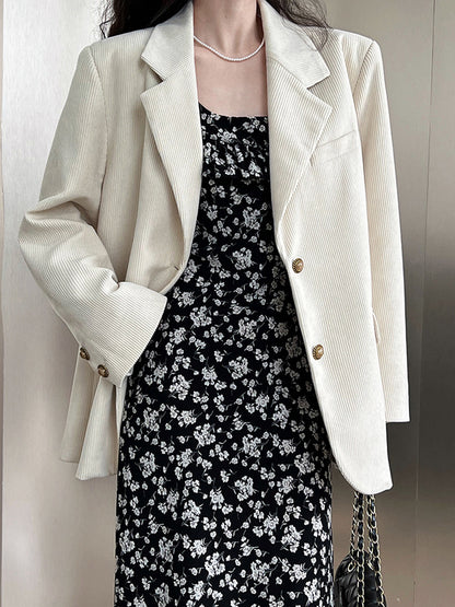 Onbely Blazer en velours côtelé femme style vintage avec poches et boutonnage
