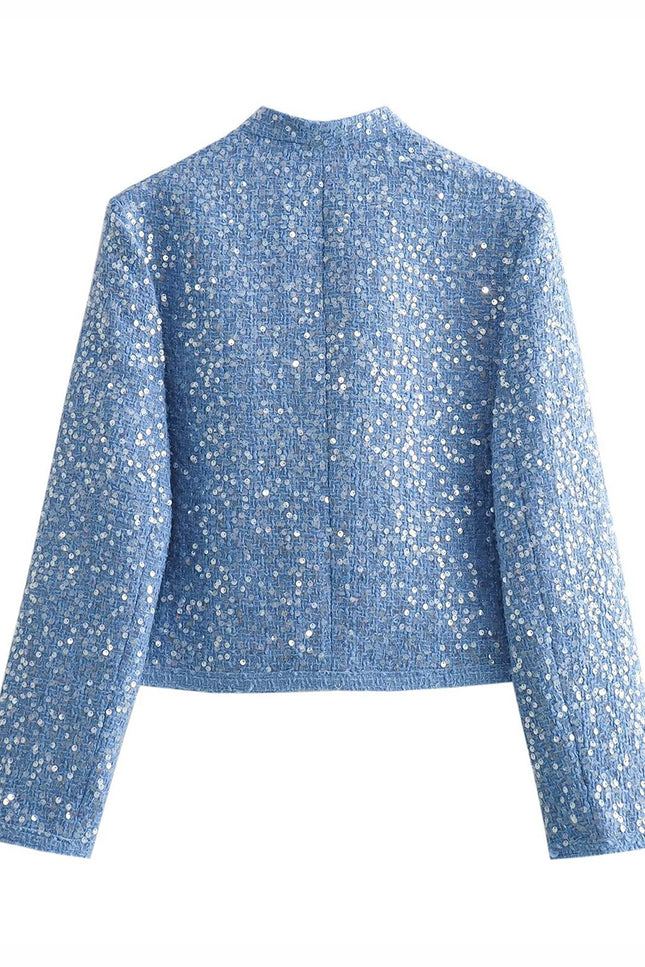 Onbely veste en tweed brillante paillette femme mode