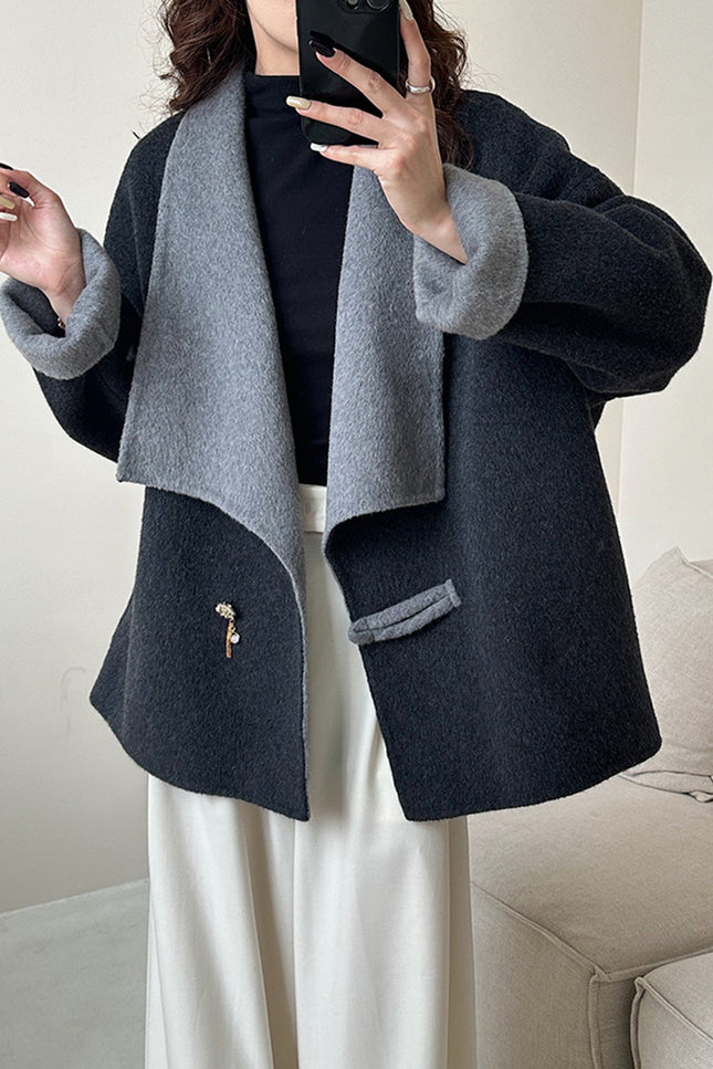 Onbely manteau en laine couleur bloc femme mode