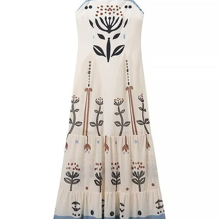 Onbely robe longue ethnique à fines brides avec volants pour bal de promo et plage boho dress