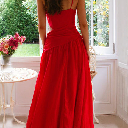 Onbely Robe de soirée longue à découpes latérales et col en V élégante pour bal de promo boho dress