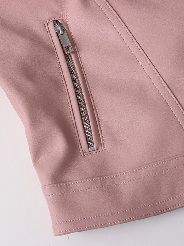 Onbely veste courte cuir PU mode avec poches femme - onbely
