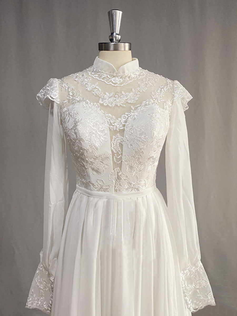 Onbely robe maxi longue de mariée princesse manches longues vintage