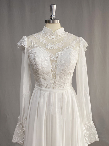Onbely robe maxi longue de mariée princesse manches longues vintage