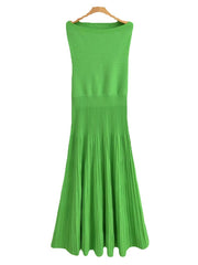 Onbely robe longue moulante bustier col bateau mode vacances vert