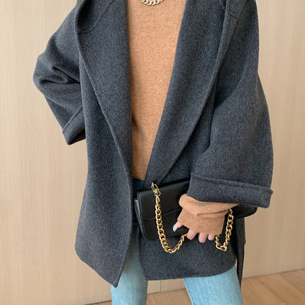 Onbely manteau en laine avec ceinture à capuche femme mode