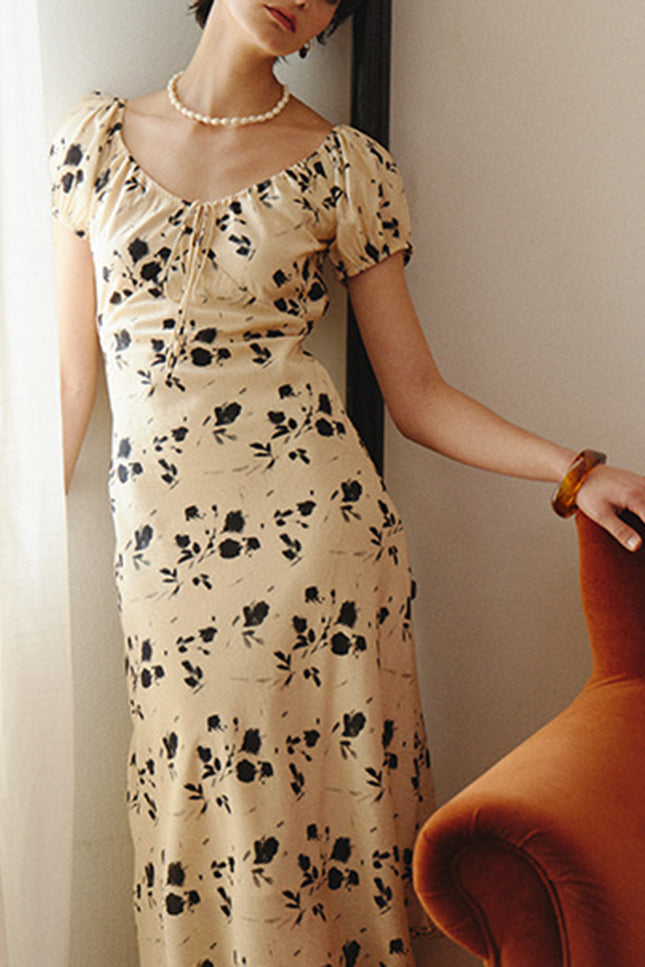 Onbely mi-longue robe imprimé à fleurie vacances - onbely