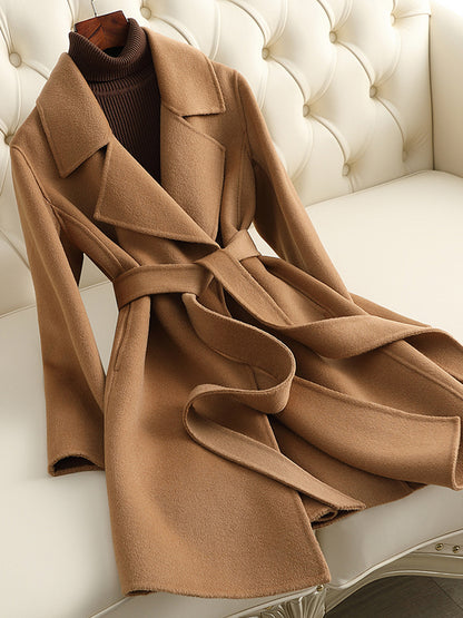 Onbely manteau en laine avec ceinture col revers femme élégant noël