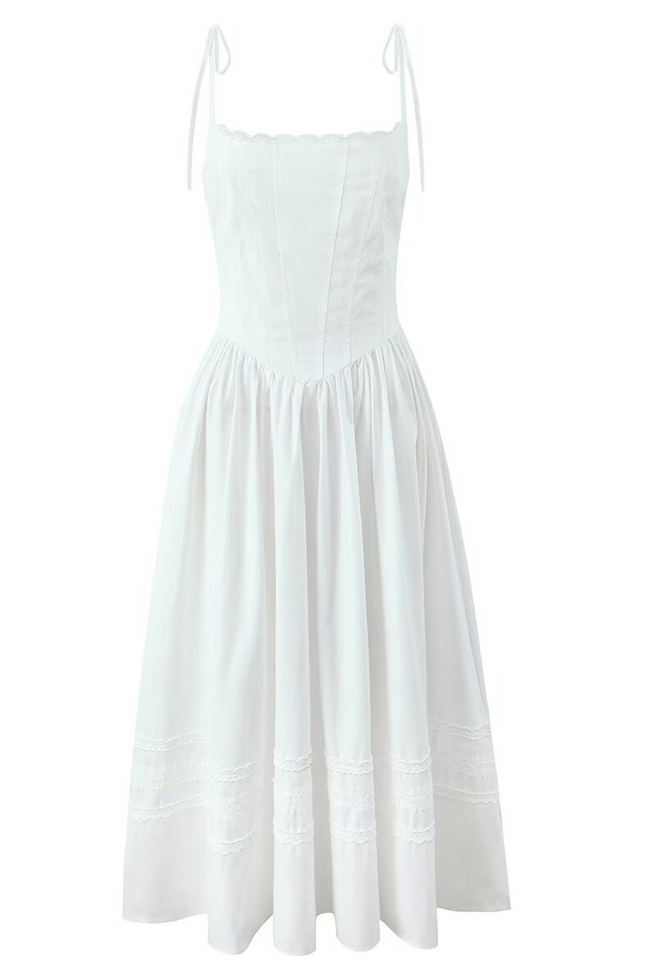 Onbely Robe Midi trapèze Dentelle à fines brides Cocktail