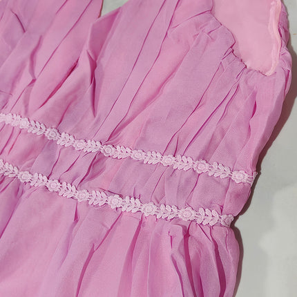 Onbely robe de soirée longue dégradé bleu et rose élégante à fines brides pour baptême