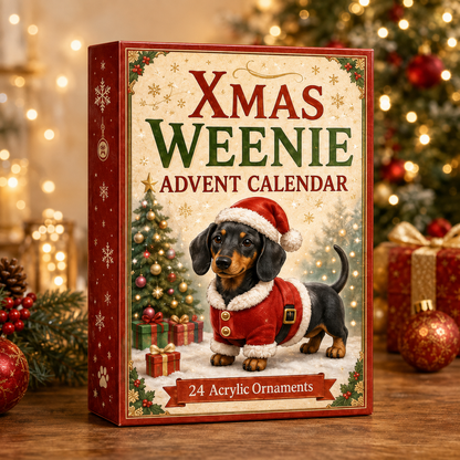 Xmas Weenie Advent Calendar 2026 - 24-Day Festive Countdown, Acrylic Charms Blind Box - Gift For Dachshund Lovers