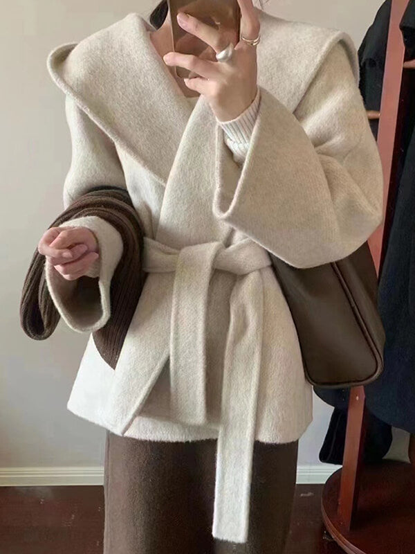 Onbely manteau en laine à capuche femme - onbely