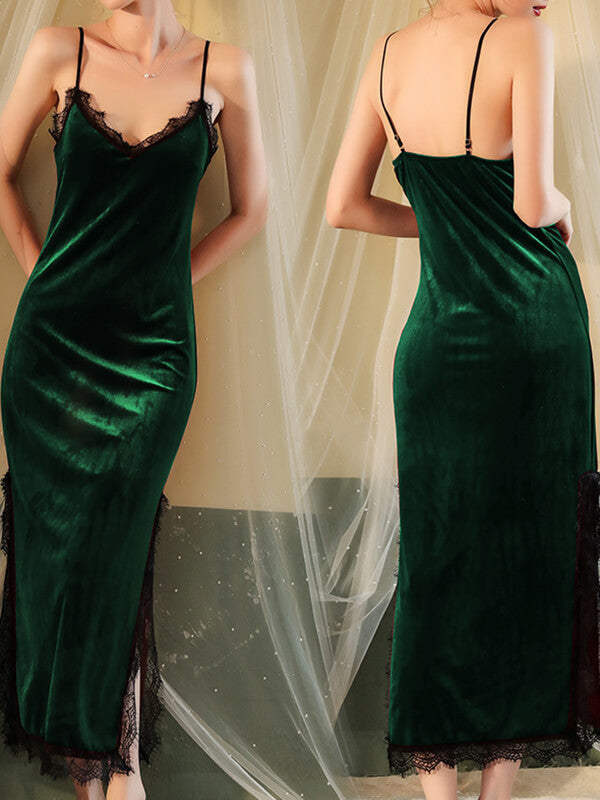 Onbely chemise de nuit velours à fines brides - onbely