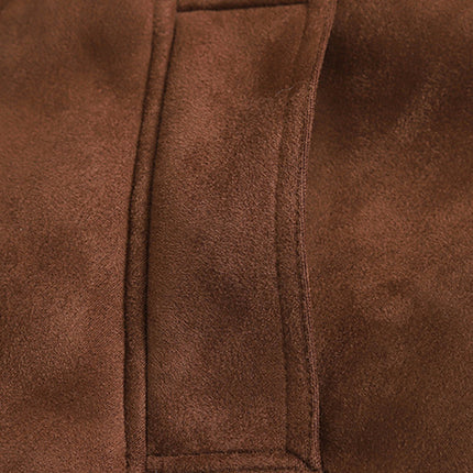 Onbely manteau aviateur en suedine laine pour femme hiver