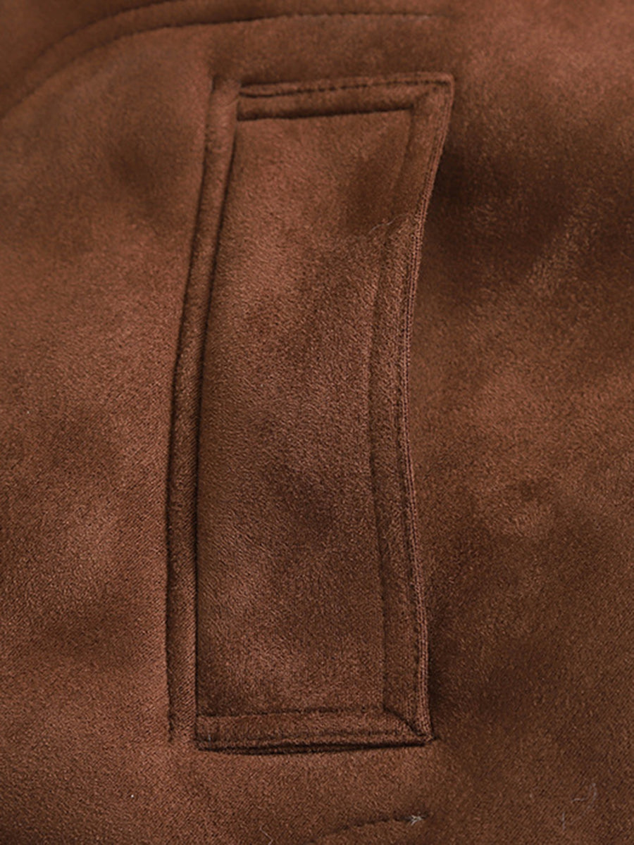 Onbely manteau aviateur en suedine laine pour femme hiver