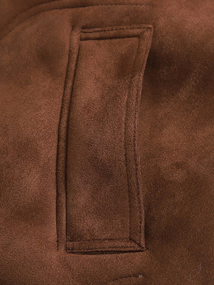 Onbely manteau aviateur en suedine laine pour femme hiver